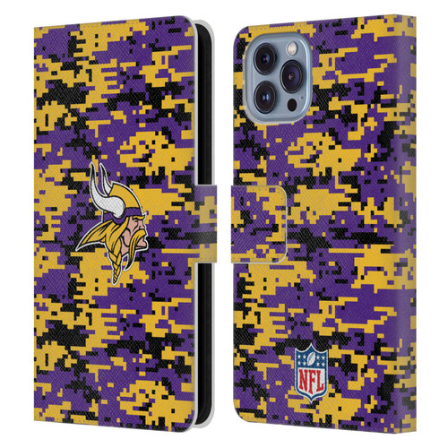NFL Minnesota Vikings Graphics Digital Camouflage Leather Book Wallet Case Cover For Apple iPhone 14