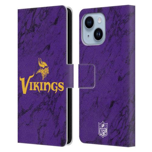 NFL Minnesota Vikings Graphics Coloured Marble Leather Book Wallet Case Cover For Apple iPhone 14 Plus