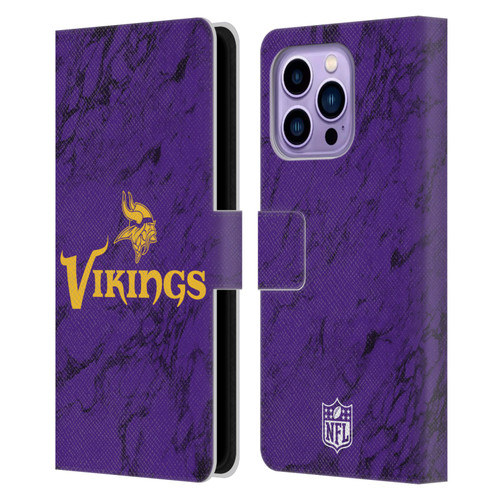 NFL Minnesota Vikings Graphics Coloured Marble Leather Book Wallet Case Cover For Apple iPhone 14 Pro Max