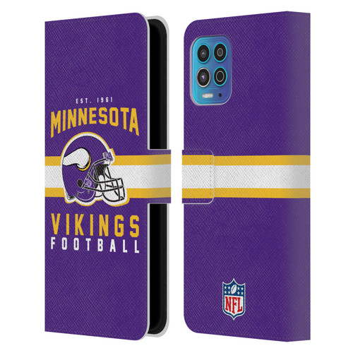 NFL Minnesota Vikings Graphics Helmet Typography Leather Book Wallet Case Cover For Motorola Moto G100