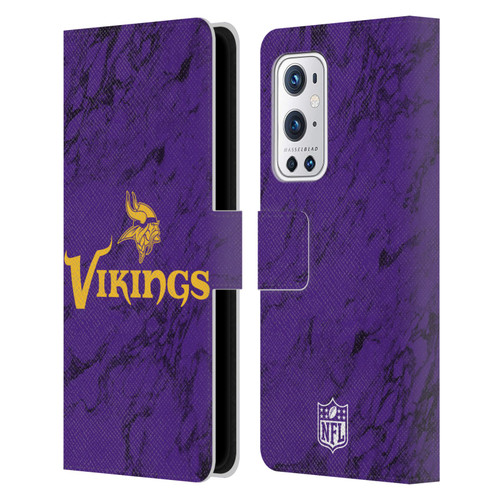 NFL Minnesota Vikings Graphics Coloured Marble Leather Book Wallet Case Cover For OnePlus 9 Pro