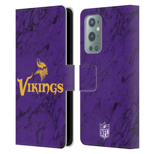 NFL Minnesota Vikings Graphics Coloured Marble Leather Book Wallet Case Cover For OnePlus 9