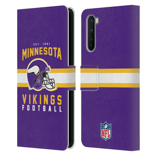 NFL Minnesota Vikings Graphics Helmet Typography Leather Book Wallet Case Cover For OnePlus Nord 5G