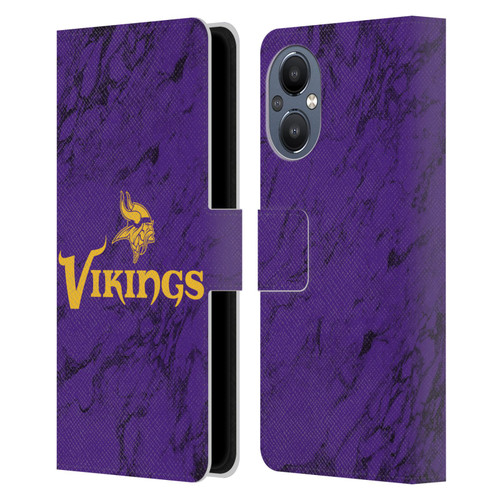 NFL Minnesota Vikings Graphics Coloured Marble Leather Book Wallet Case Cover For OnePlus Nord N20 5G