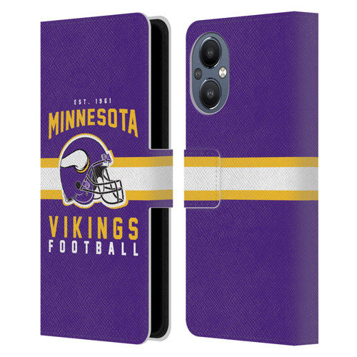 NFL Minnesota Vikings Graphics Helmet Typography Leather Book Wallet Case Cover For OnePlus Nord N20 5G