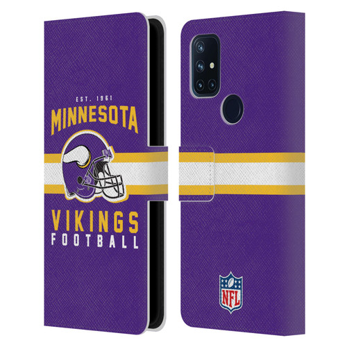 NFL Minnesota Vikings Graphics Helmet Typography Leather Book Wallet Case Cover For OnePlus Nord N10 5G