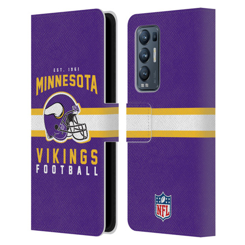NFL Minnesota Vikings Graphics Helmet Typography Leather Book Wallet Case Cover For OPPO Find X3 Neo / Reno5 Pro+ 5G