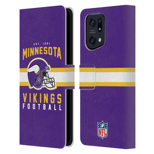 NFL Minnesota Vikings Graphics Helmet Typography Leather Book Wallet Case Cover For OPPO Find X5 Pro