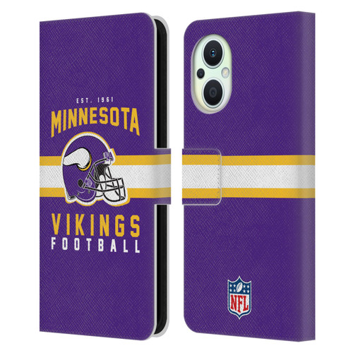 NFL Minnesota Vikings Graphics Helmet Typography Leather Book Wallet Case Cover For OPPO Reno8 Lite