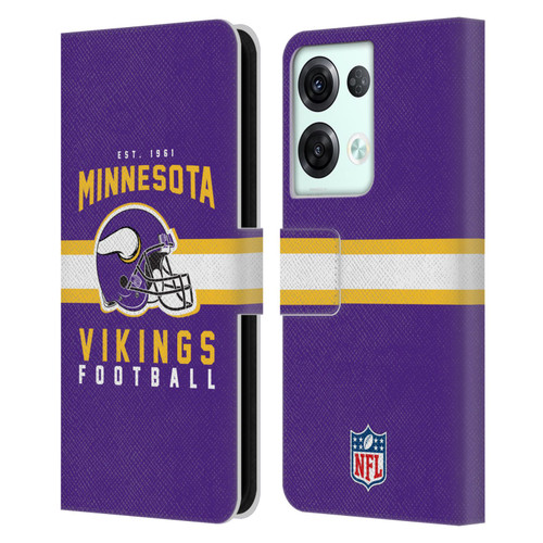 NFL Minnesota Vikings Graphics Helmet Typography Leather Book Wallet Case Cover For OPPO Reno8 Pro
