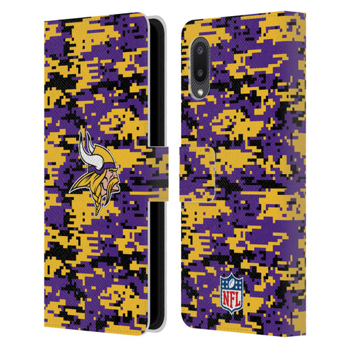 NFL Minnesota Vikings Graphics Digital Camouflage Leather Book Wallet Case Cover For Samsung Galaxy A02/M02 (2021)