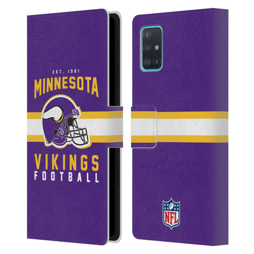 NFL Minnesota Vikings Graphics Helmet Typography Leather Book Wallet Case Cover For Samsung Galaxy A51 (2019)