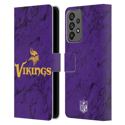 NFL Minnesota Vikings Graphics Coloured Marble Leather Book Wallet Case Cover For Samsung Galaxy A73 5G (2022)