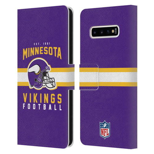 NFL Minnesota Vikings Graphics Helmet Typography Leather Book Wallet Case Cover For Samsung Galaxy S10+ / S10 Plus