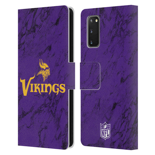 NFL Minnesota Vikings Graphics Coloured Marble Leather Book Wallet Case Cover For Samsung Galaxy S20 / S20 5G