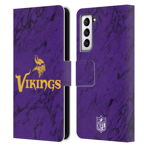 NFL Minnesota Vikings Graphics Coloured Marble Leather Book Wallet Case Cover For Samsung Galaxy S21 5G