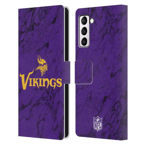 NFL Minnesota Vikings Graphics Coloured Marble Leather Book Wallet Case Cover For Samsung Galaxy S21+ 5G