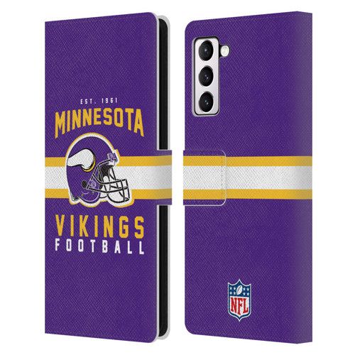 NFL Minnesota Vikings Graphics Helmet Typography Leather Book Wallet Case Cover For Samsung Galaxy S21+ 5G