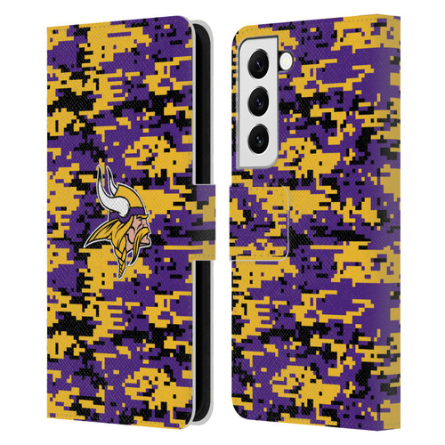 NFL Minnesota Vikings Graphics Digital Camouflage Leather Book Wallet Case Cover For Samsung Galaxy S22 5G