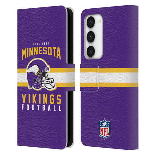 NFL Minnesota Vikings Graphics Helmet Typography Leather Book Wallet Case Cover For Samsung Galaxy S23 5G