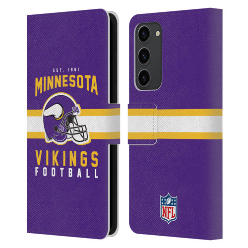 NFL Minnesota Vikings Graphics Helmet Typography Leather Book Wallet Case Cover For Samsung Galaxy S23+ 5G