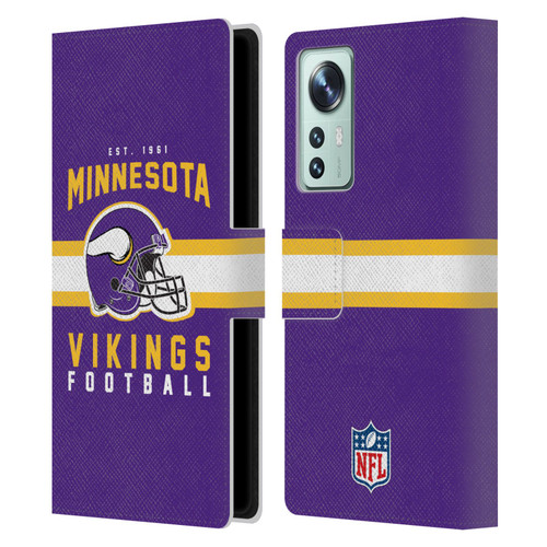 NFL Minnesota Vikings Graphics Helmet Typography Leather Book Wallet Case Cover For Xiaomi 12