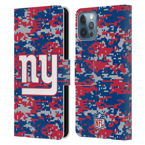 NFL New York Giants Graphics Digital Camouflage Leather Book Wallet Case Cover For Apple iPhone 12 / iPhone 12 Pro