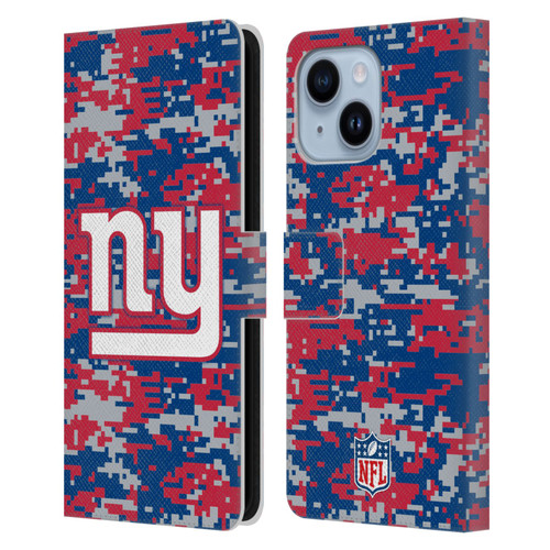 NFL New York Giants Graphics Digital Camouflage Leather Book Wallet Case Cover For Apple iPhone 14 Plus