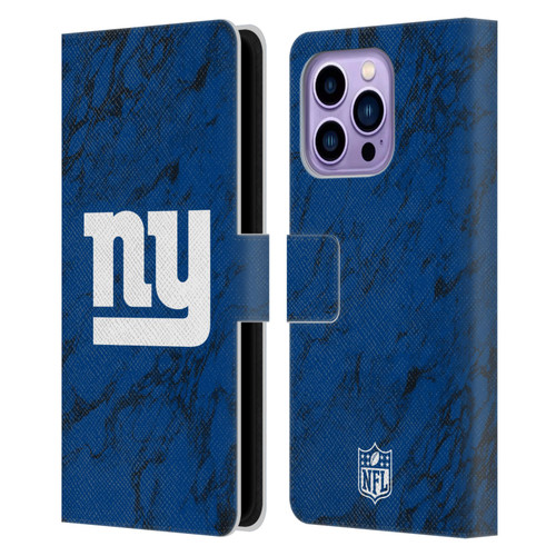NFL New York Giants Graphics Coloured Marble Leather Book Wallet Case Cover For Apple iPhone 14 Pro Max