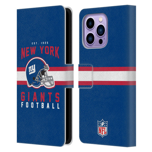NFL New York Giants Graphics Helmet Typography Leather Book Wallet Case Cover For Apple iPhone 14 Pro Max