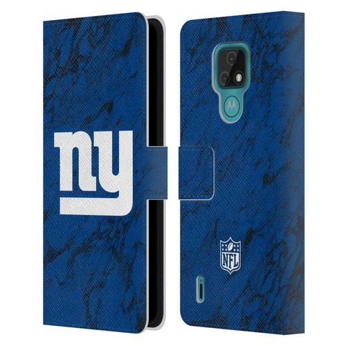 NFL New York Giants Graphics Coloured Marble Leather Book Wallet Case Cover For Motorola Moto E7