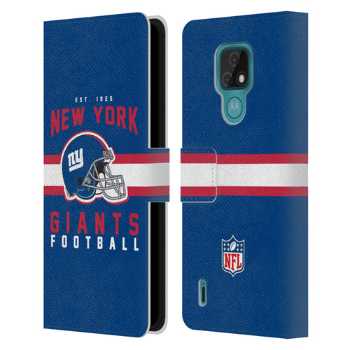 NFL New York Giants Graphics Helmet Typography Leather Book Wallet Case Cover For Motorola Moto E7