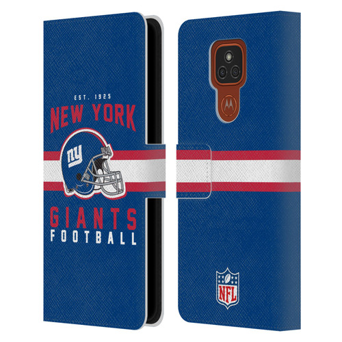 NFL New York Giants Graphics Helmet Typography Leather Book Wallet Case Cover For Motorola Moto E7 Plus