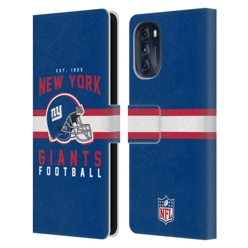 NFL New York Giants Graphics Helmet Typography Leather Book Wallet Case Cover For Motorola Moto G (2022)