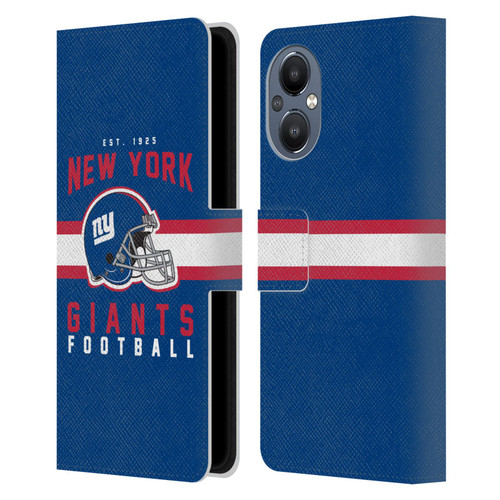 NFL New York Giants Graphics Helmet Typography Leather Book Wallet Case Cover For OnePlus Nord N20 5G