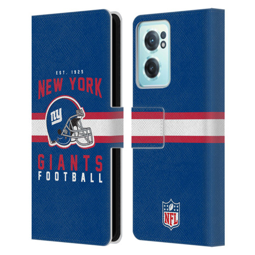 NFL New York Giants Graphics Helmet Typography Leather Book Wallet Case Cover For OnePlus Nord CE 2 5G