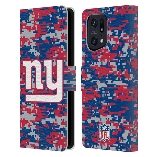 NFL New York Giants Graphics Digital Camouflage Leather Book Wallet Case Cover For OPPO Find X5 Pro