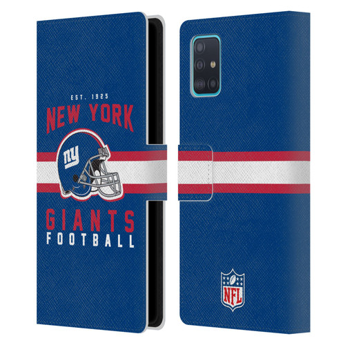 NFL New York Giants Graphics Helmet Typography Leather Book Wallet Case Cover For Samsung Galaxy A51 (2019)