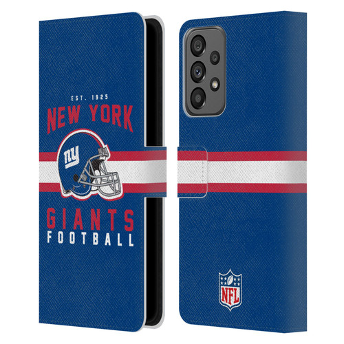 NFL New York Giants Graphics Helmet Typography Leather Book Wallet Case Cover For Samsung Galaxy A73 5G (2022)