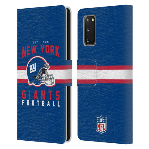 NFL New York Giants Graphics Helmet Typography Leather Book Wallet Case Cover For Samsung Galaxy S20 / S20 5G