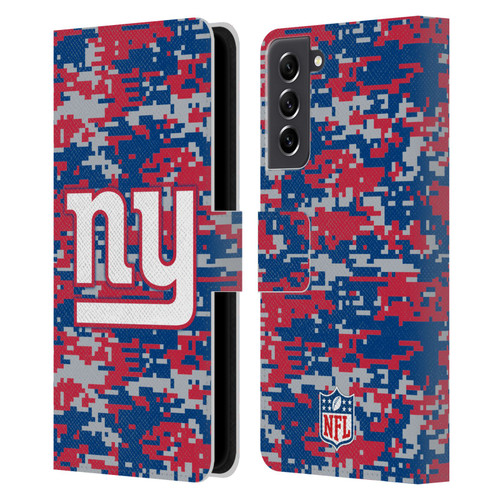 NFL New York Giants Graphics Digital Camouflage Leather Book Wallet Case Cover For Samsung Galaxy S21 FE 5G