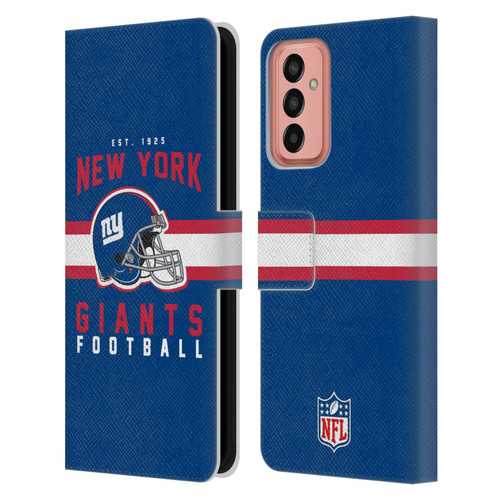 NFL New York Giants Graphics Helmet Typography Leather Book Wallet Case Cover For Samsung Galaxy M13 (2022)