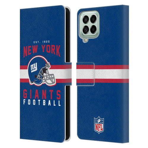 NFL New York Giants Graphics Helmet Typography Leather Book Wallet Case Cover For Samsung Galaxy M53 (2022)