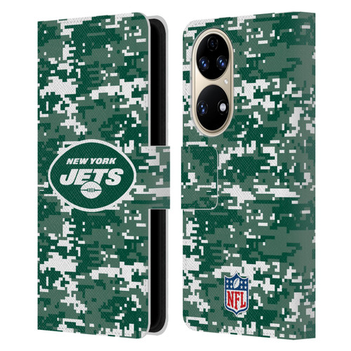 NFL New York Jets Graphics Digital Camouflage Leather Book Wallet Case Cover For Huawei P50