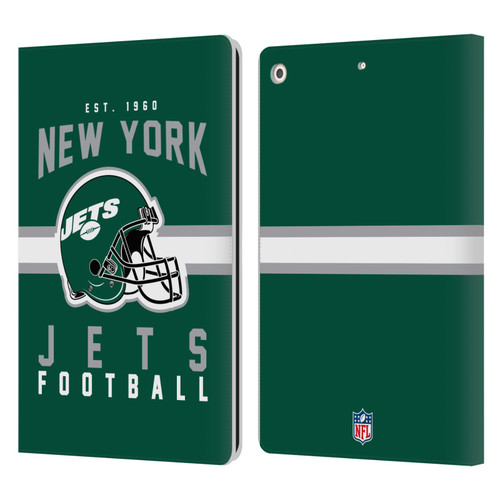 NFL New York Jets Graphics Helmet Typography Leather Book Wallet Case Cover For Apple iPad 10.2 2019/2020/2021