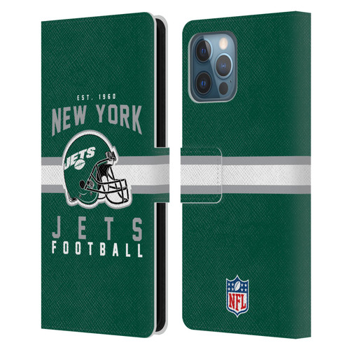 NFL New York Jets Graphics Helmet Typography Leather Book Wallet Case Cover For Apple iPhone 12 Pro Max