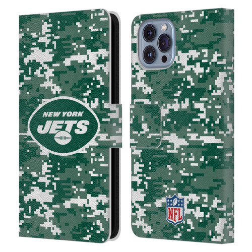 NFL New York Jets Graphics Digital Camouflage Leather Book Wallet Case Cover For Apple iPhone 14