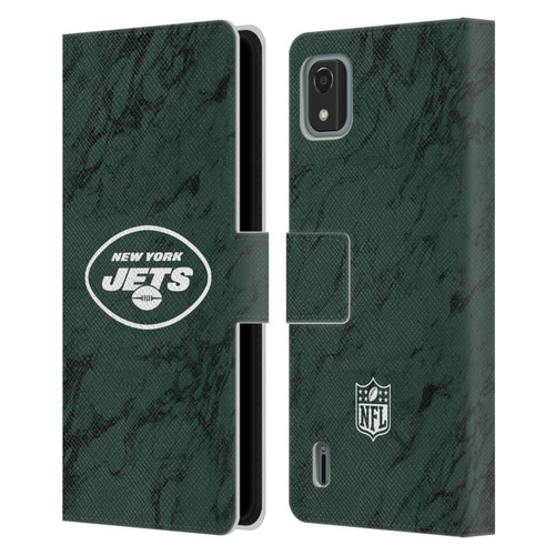 NFL New York Jets Graphics Coloured Marble Leather Book Wallet Case Cover For Nokia C2 2nd Edition
