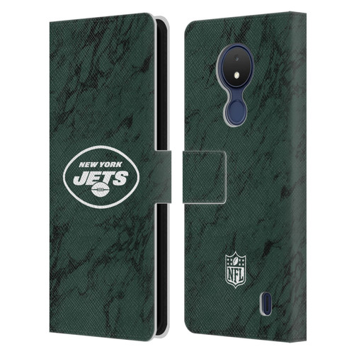 NFL New York Jets Graphics Coloured Marble Leather Book Wallet Case Cover For Nokia C21