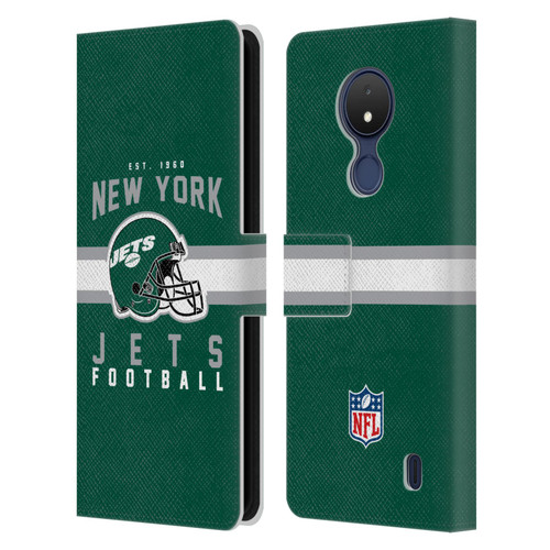 NFL New York Jets Graphics Helmet Typography Leather Book Wallet Case Cover For Nokia C21